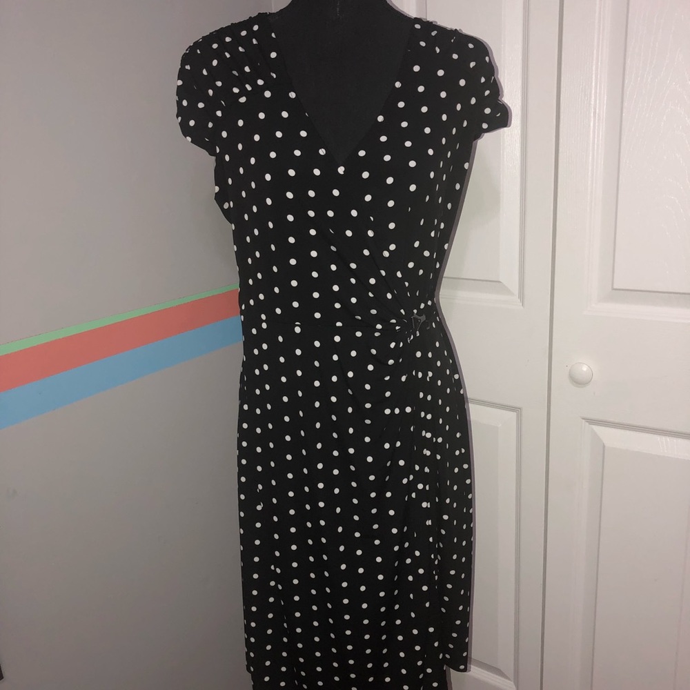 Alfani Black with white polka dot wrap dress